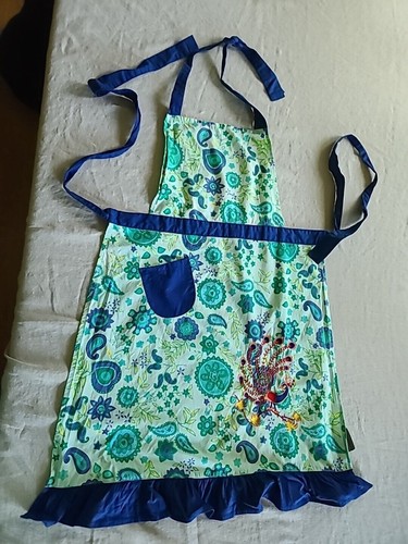Peacock apron with - peacock, ruffles